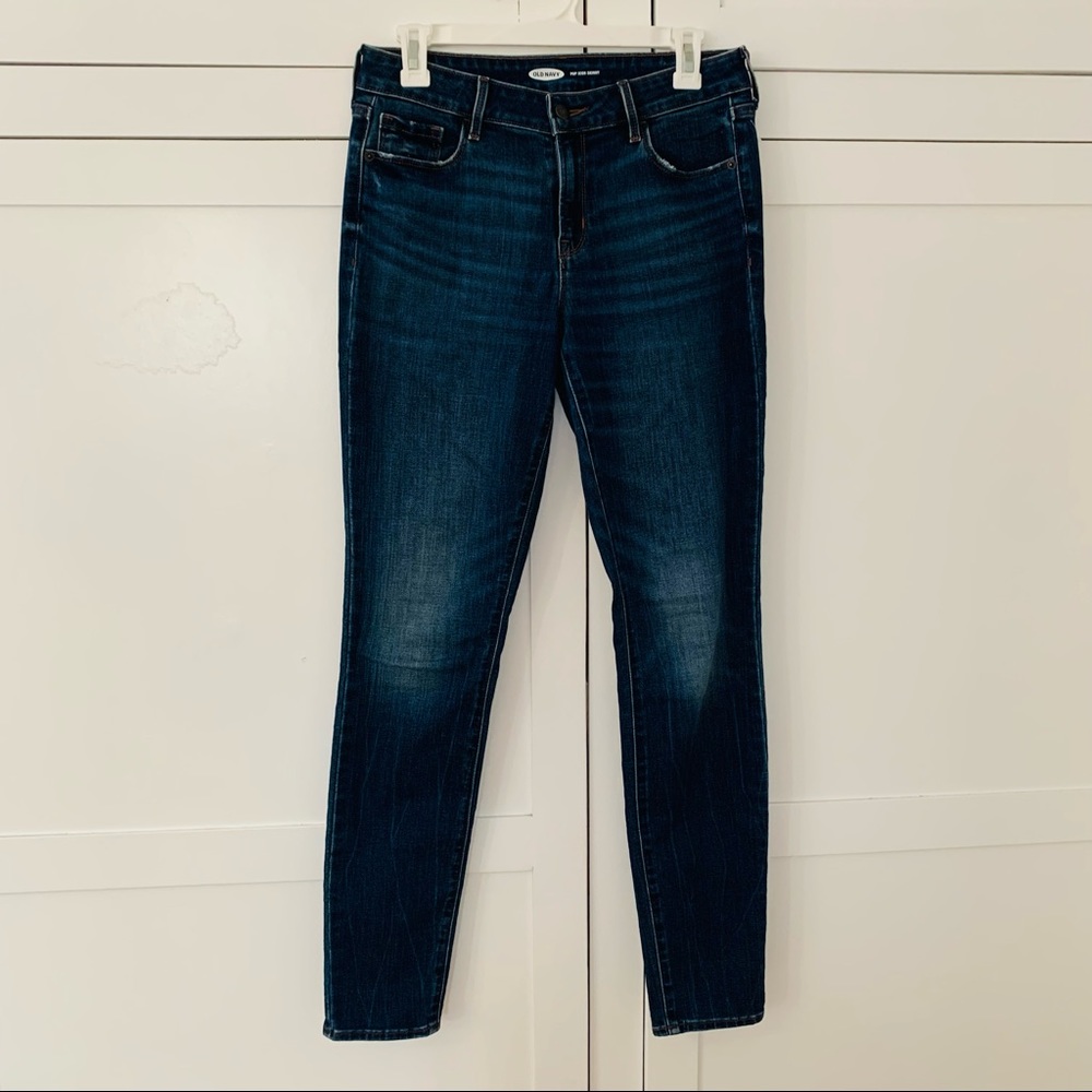 Old Navy Mid Rise Dark Wash Pop Icon Skinny Jeans Size 6 Long
